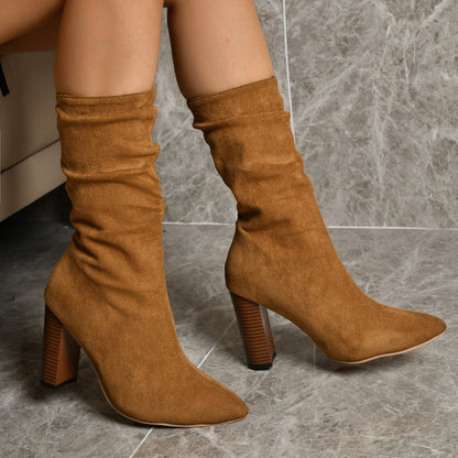 Adele – Women's Pointed Boots with High Block Heel