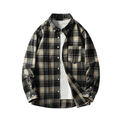 Leonard – Long-Sleeve Men's Flannel Shirt with Check Pattern