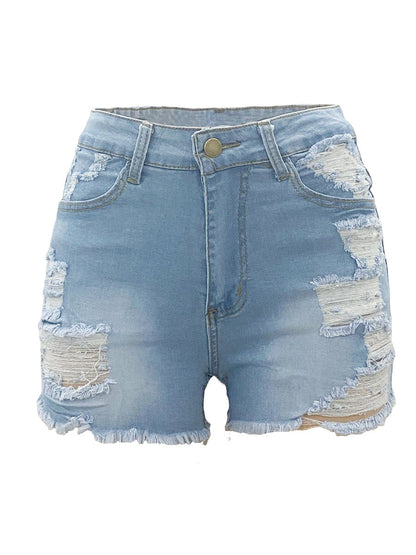 Anne – High-Stretch Ripped Denim Shorts