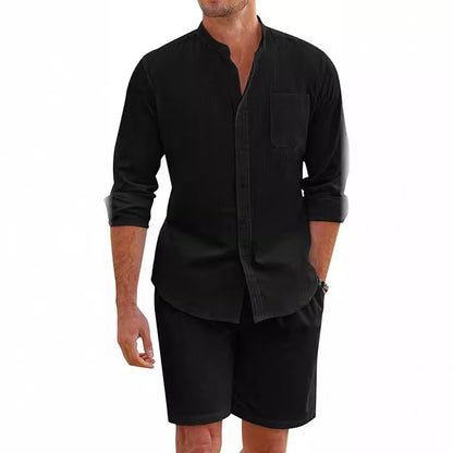 Robert – Summer Two-Piece Set with Long Sleeve Shirt and Shorts