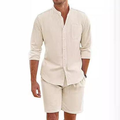 Robert – Summer Two-Piece Set with Long Sleeve Shirt and Shorts