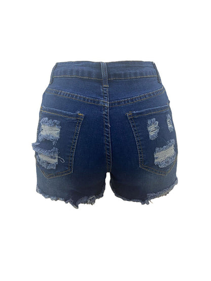 Anne – High-Stretch Ripped Denim Shorts