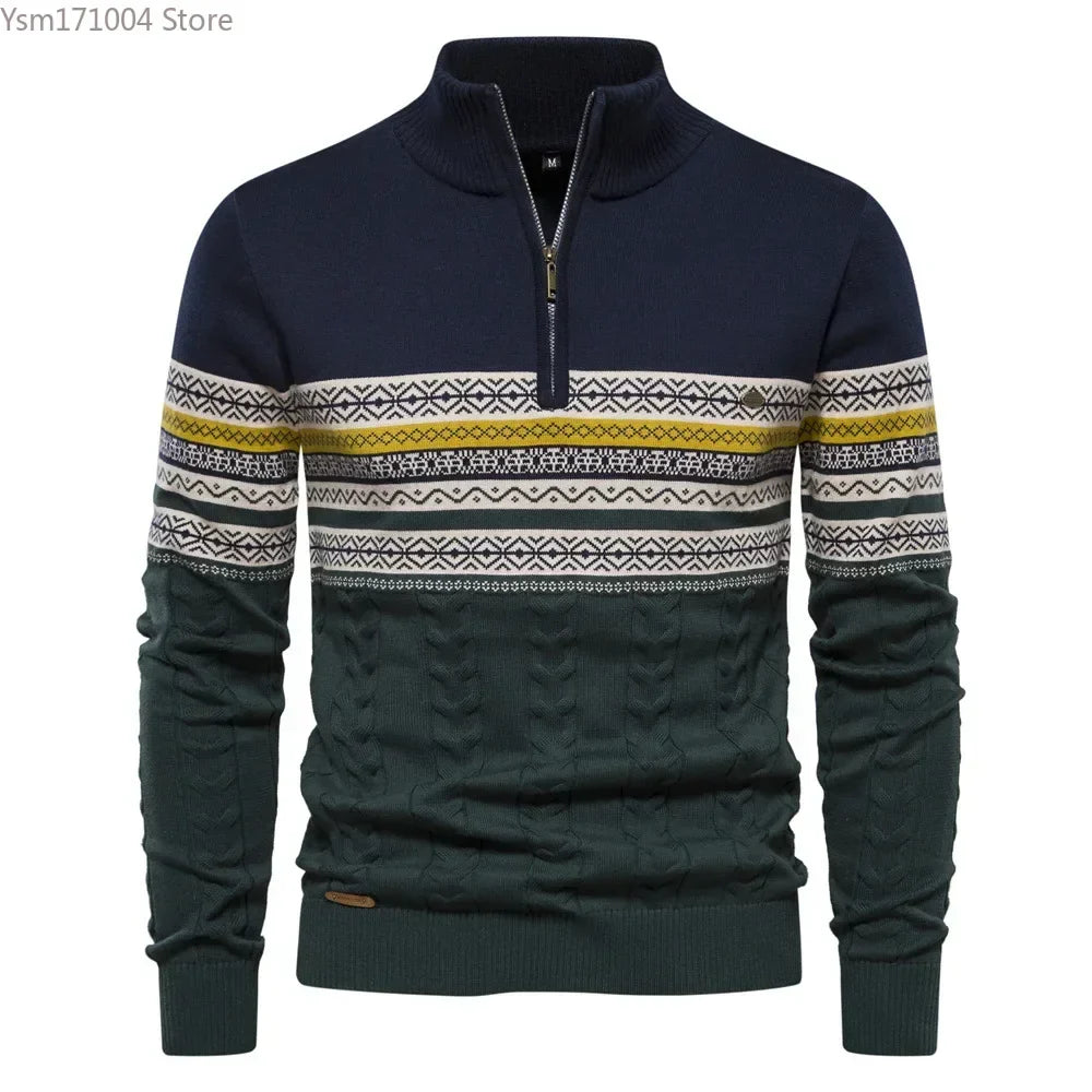 Jacob – Striped High-Neck Sweater for Men