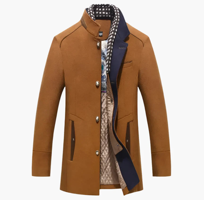 Victor – Elegant Wool Blend Coat with Contrasting Collar