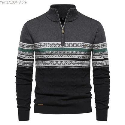 Jacob – Striped High-Neck Sweater for Men