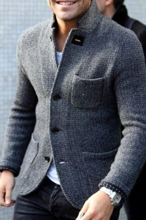 Norman – Gray Retro Cardigan for Men