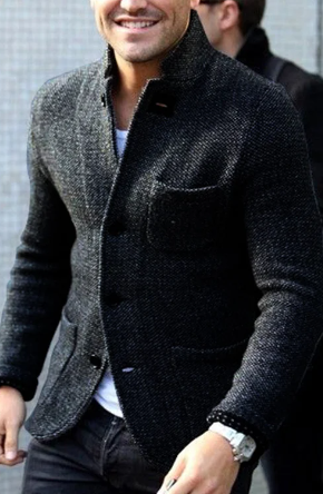 Norman – Gray Retro Cardigan for Men