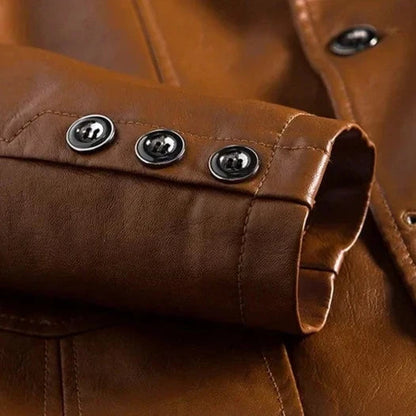 Ryan – Vegan Leather Jacket with Two Buttons