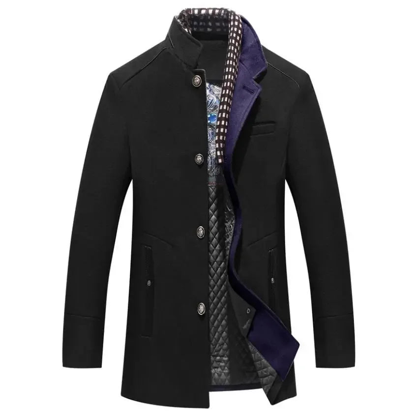 Victor – Elegant Wool Blend Coat with Contrasting Collar