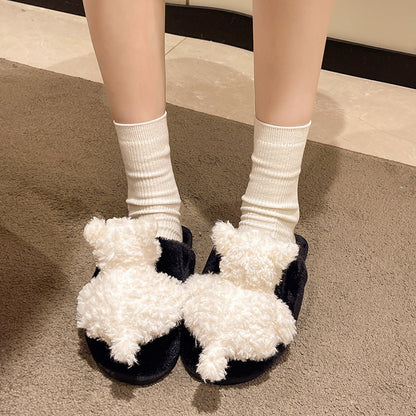 Mary – Fluffy Cotton Puppy Slippers for Women