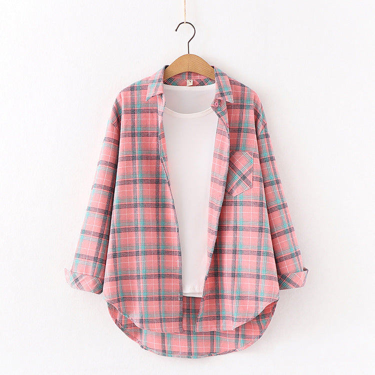 Samantha – Plaid Women's Blouse with Relaxed Fit