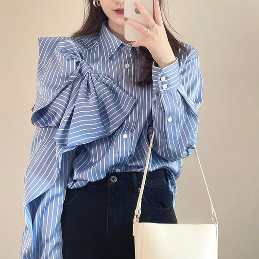 Heidi – Striped Women's Blouse with Bow