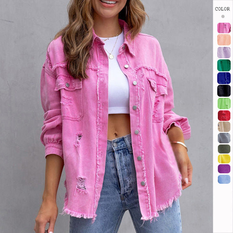 Shannon – Casual Ripped Shirt Jacket for Women