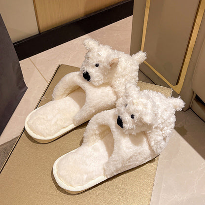 Mary – Fluffy Cotton Puppy Slippers for Women