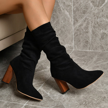 Adele – Women's Pointed Boots with High Block Heel