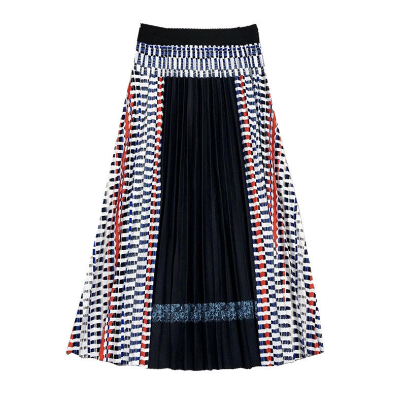 Tara – Bohemian Pleated Skirt with Check Pattern