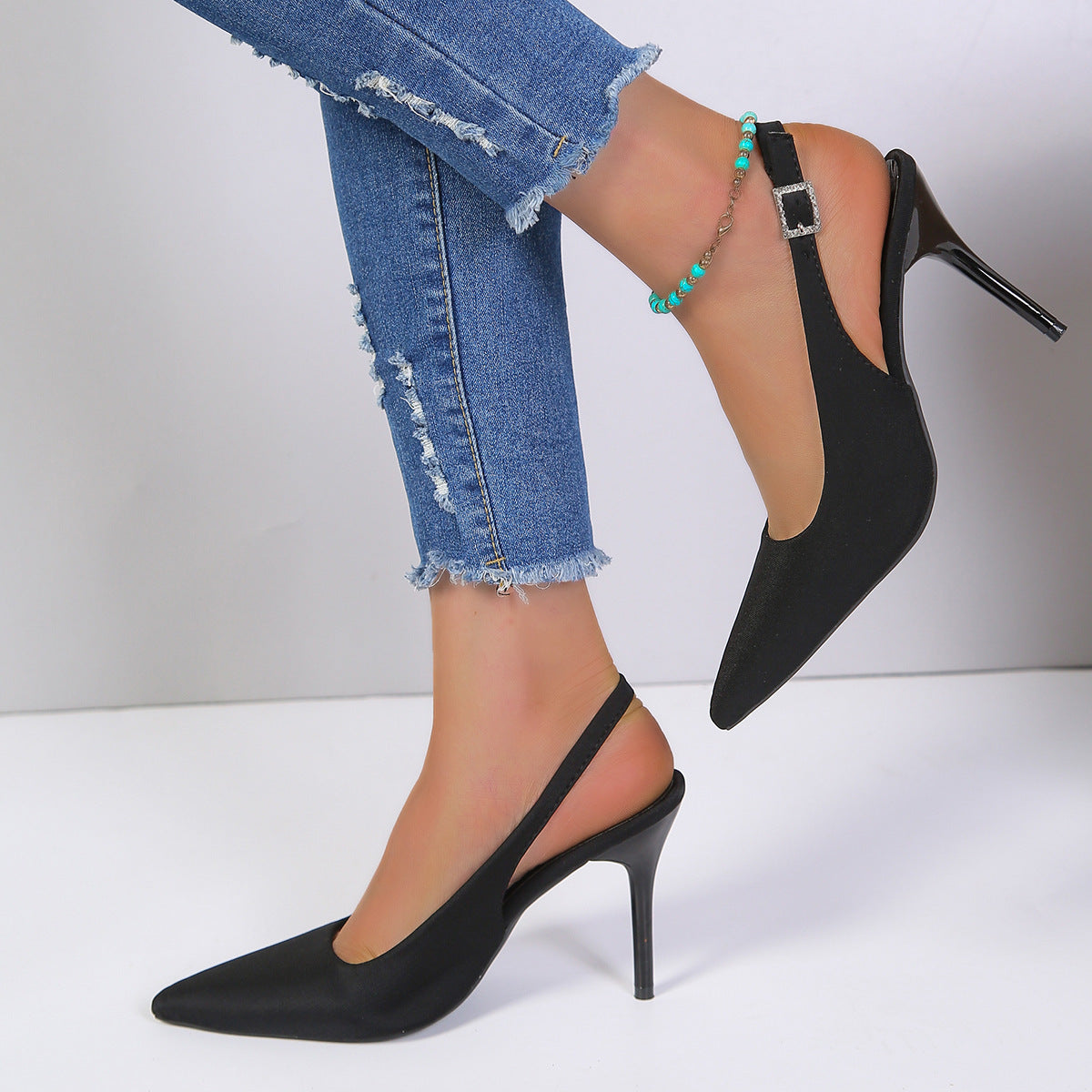 Gillian – Pointed Toe Sandals with Buckle and Stiletto Heel