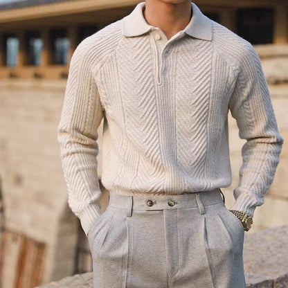 Bruce – Winter Knit Sweater with Lapel for Men