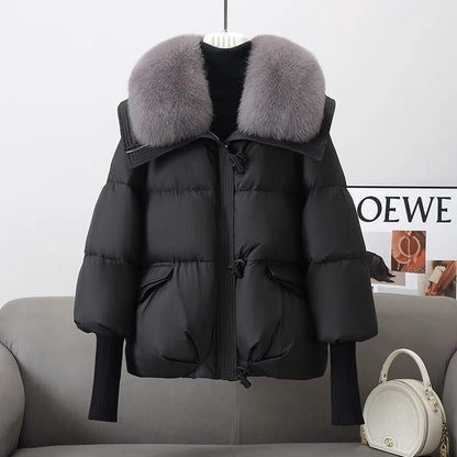 Melissa – Short Women's Jacket with Faux Fur Collar