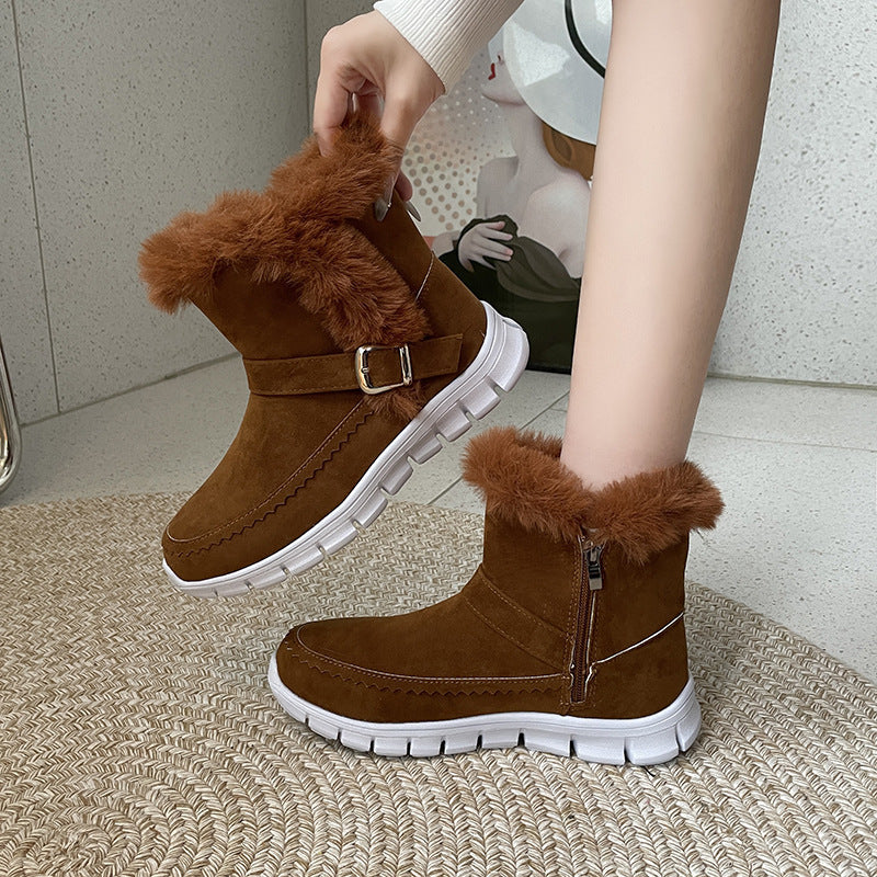 Catherine – Thick Winter Boots with Buckle Design