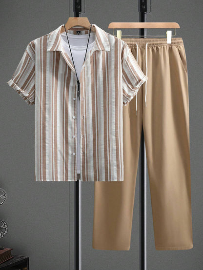 Robbie – Casual Striped Short Sleeve Shirt Suit