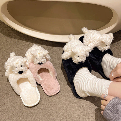 Mary – Fluffy Cotton Puppy Slippers for Women