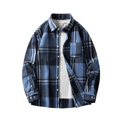 Leonard – Long-Sleeve Men's Flannel Shirt with Check Pattern