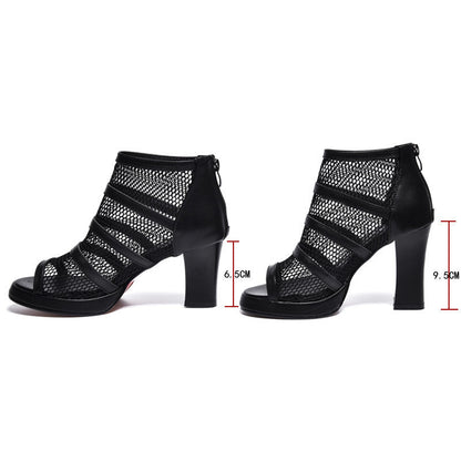 Tracy – High-Heeled Mesh Shoes with Thick Heels