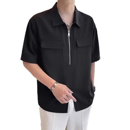 William – Short Sleeve Work Shirt with Half-Zip for Men