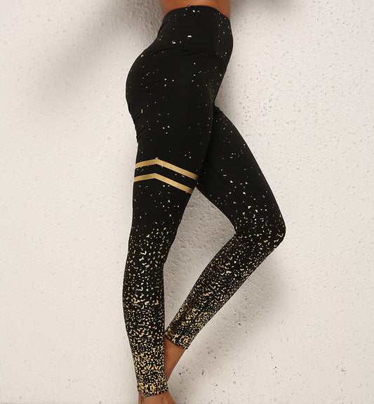 Hannah – High-Waisted Leggings with Gold and Silver Stripes