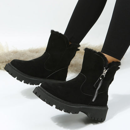 Karen – Thick Plush Snow Boots in Premium Vegan Suede with Non-Slip Sole