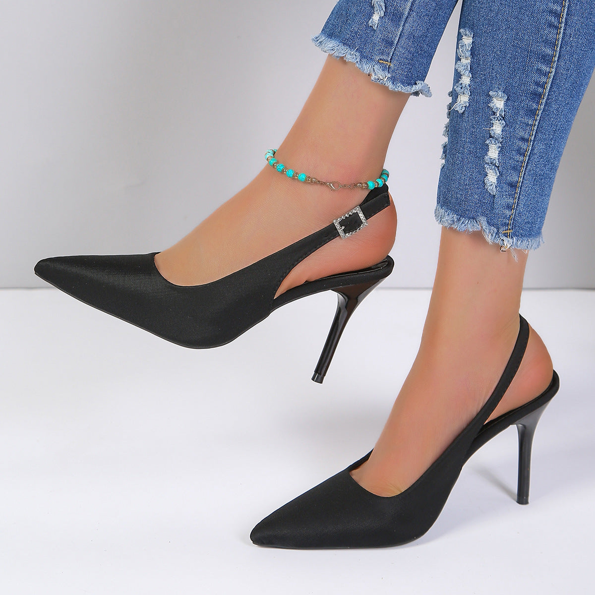 Gillian – Pointed Toe Sandals with Buckle and Stiletto Heel