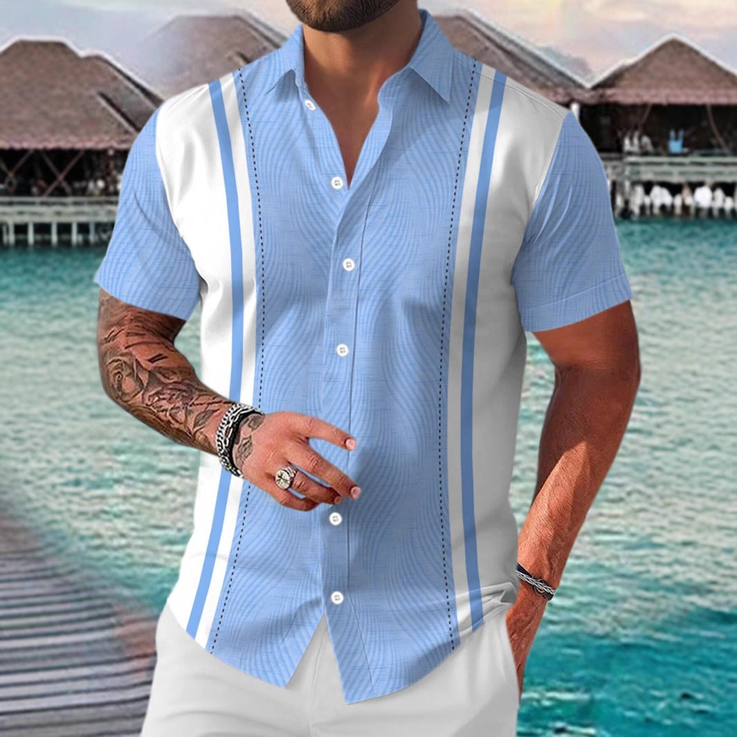 Dennis – Casual Geometric Short Sleeve Shirt for Men