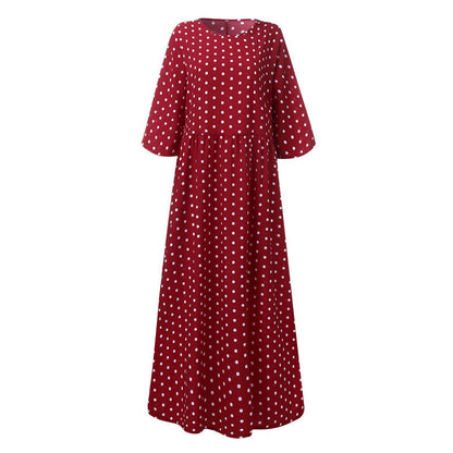 Judith – Elegant Polka Dot Mid-Sleeve Women's Tunic Dress