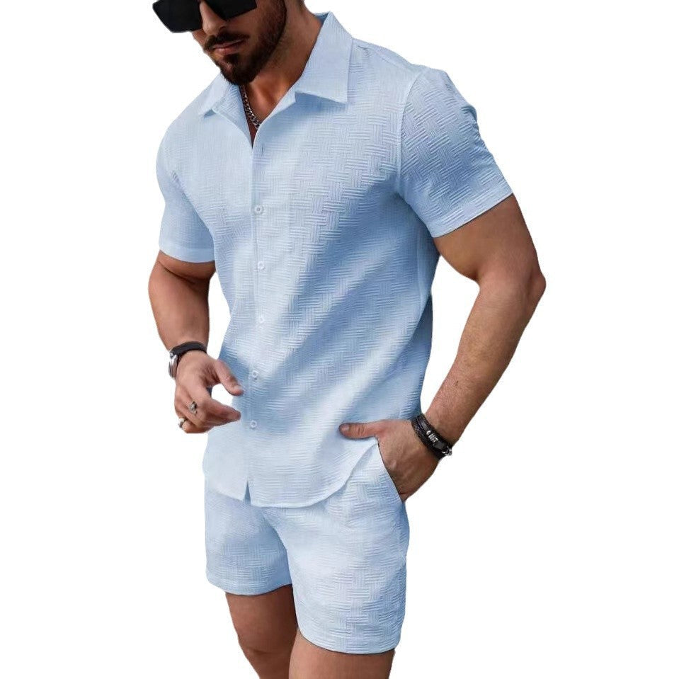 Glenn – Short-Sleeved Men's Shirt with Sporty Style Shorts