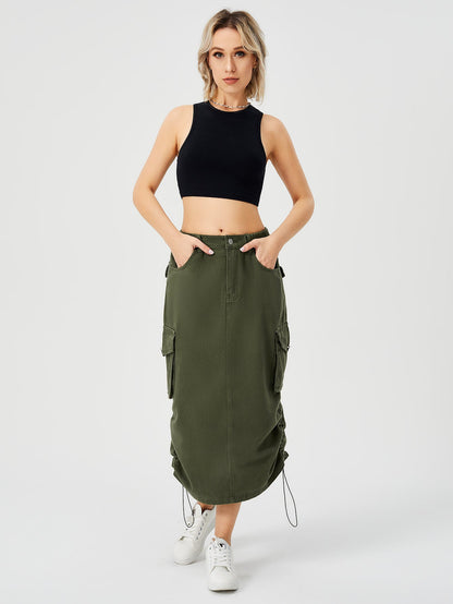 Sandra – Long Cargo Skirt with High Waist and Front Slit