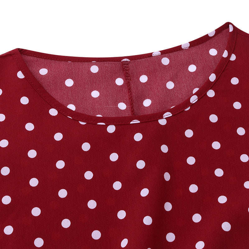 Judith – Elegant Polka Dot Mid-Sleeve Women's Tunic Dress