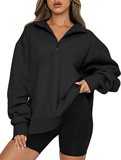 Phoebe – Casual Zip Sweatshirt with Turndown Collar