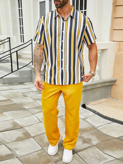 Robbie – Casual Striped Short Sleeve Shirt Suit