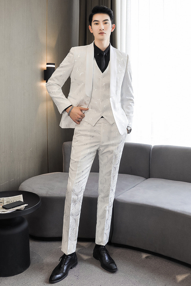 Terrence – Embossed Three-Piece Suit for Men