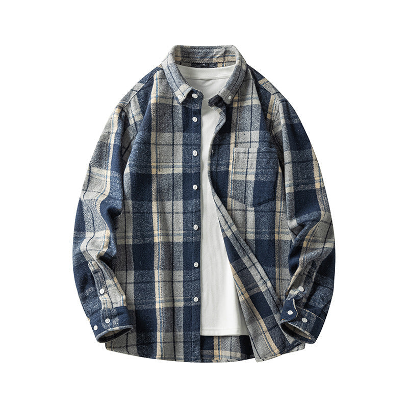 Leonard – Long-Sleeve Men's Flannel Shirt with Check Pattern