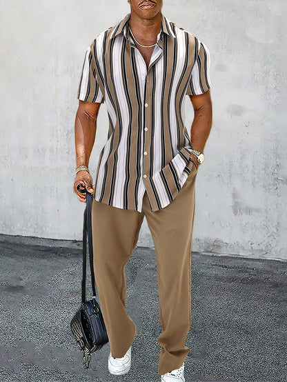 Robbie – Casual Striped Short Sleeve Shirt Suit