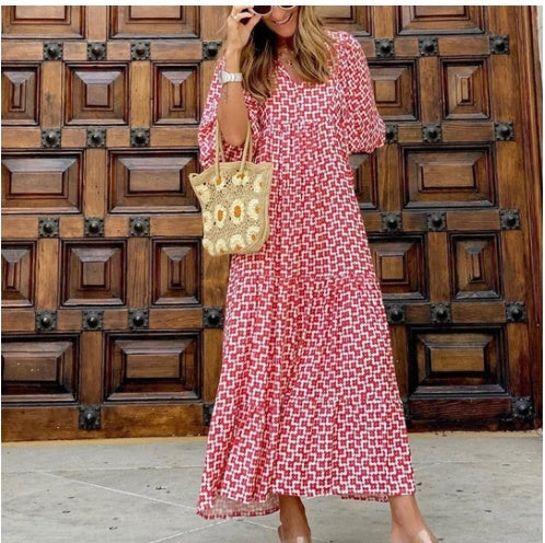 Joanne – Elegant Boho Dress with Vintage Print