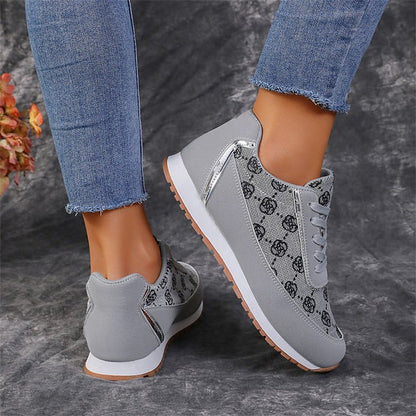 Catherine – Floral Pattern Lace-Up Sneakers Lightweight Breathable Women