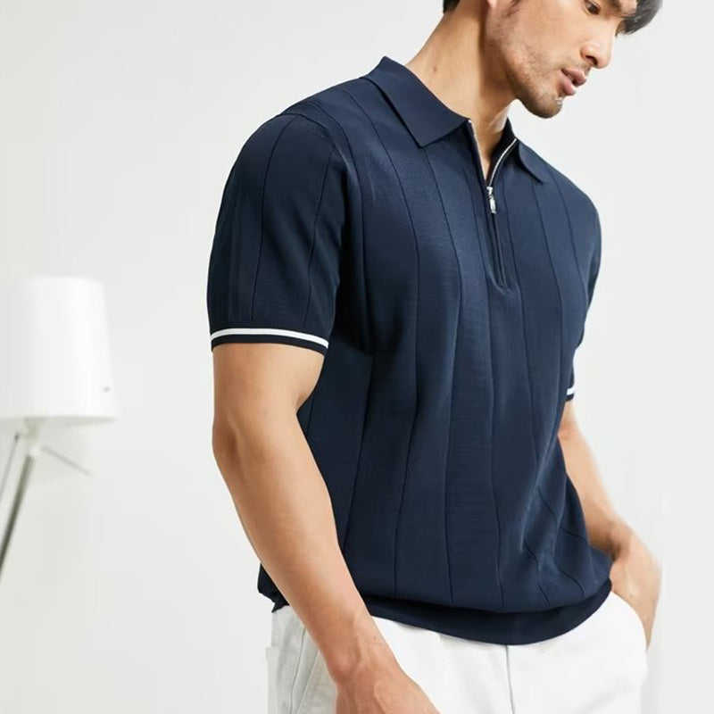 Terence – Short Sleeve Polo Shirt with Zipper for Men