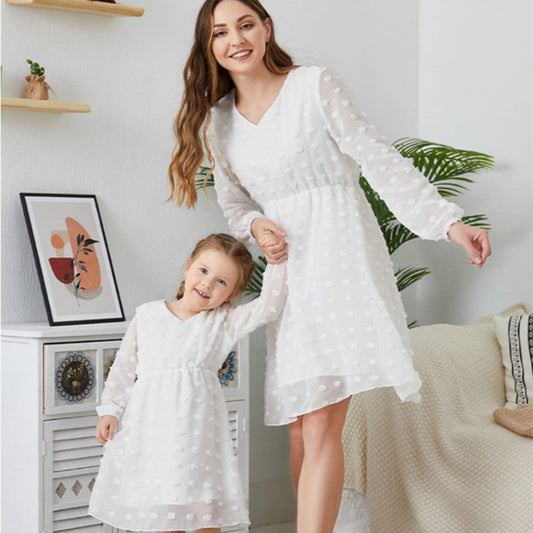 Samantha – Flowing Chiffon Long Sleeve V-Neck Sweet Tunic Dress