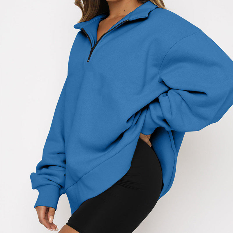 Phoebe – Casual Zip Sweatshirt with Turndown Collar