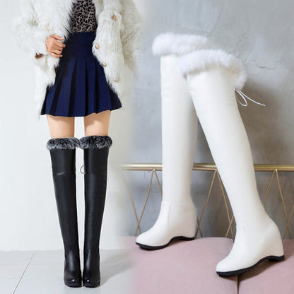 Hannah – High Wedge Boots with Faux Fur