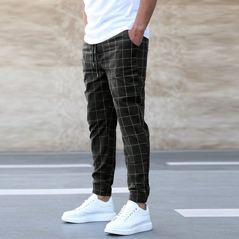 Terry – Relaxed Plaid Men's Trousers with Drawstring