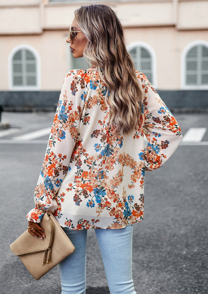 Sophia – Elegant Women's Blouse with Floral Print and V-Neck